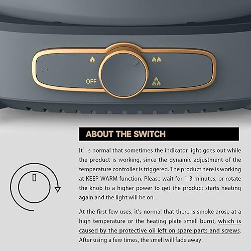 Miniatura 5 de Dezin Olla eléctrica Shabu Shabu con olla extraíble, olla caliente antiadherente de 5 L con control de potencia múltiple, olla eléctrica de 3.7