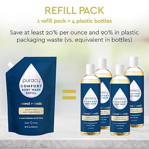 Miniatura 3 de Puracy Gel de ducha hidratante para mujeres y hombres coco y vainilla gel corporal natural para alergias de la piel 993 de ingredientes vegetales