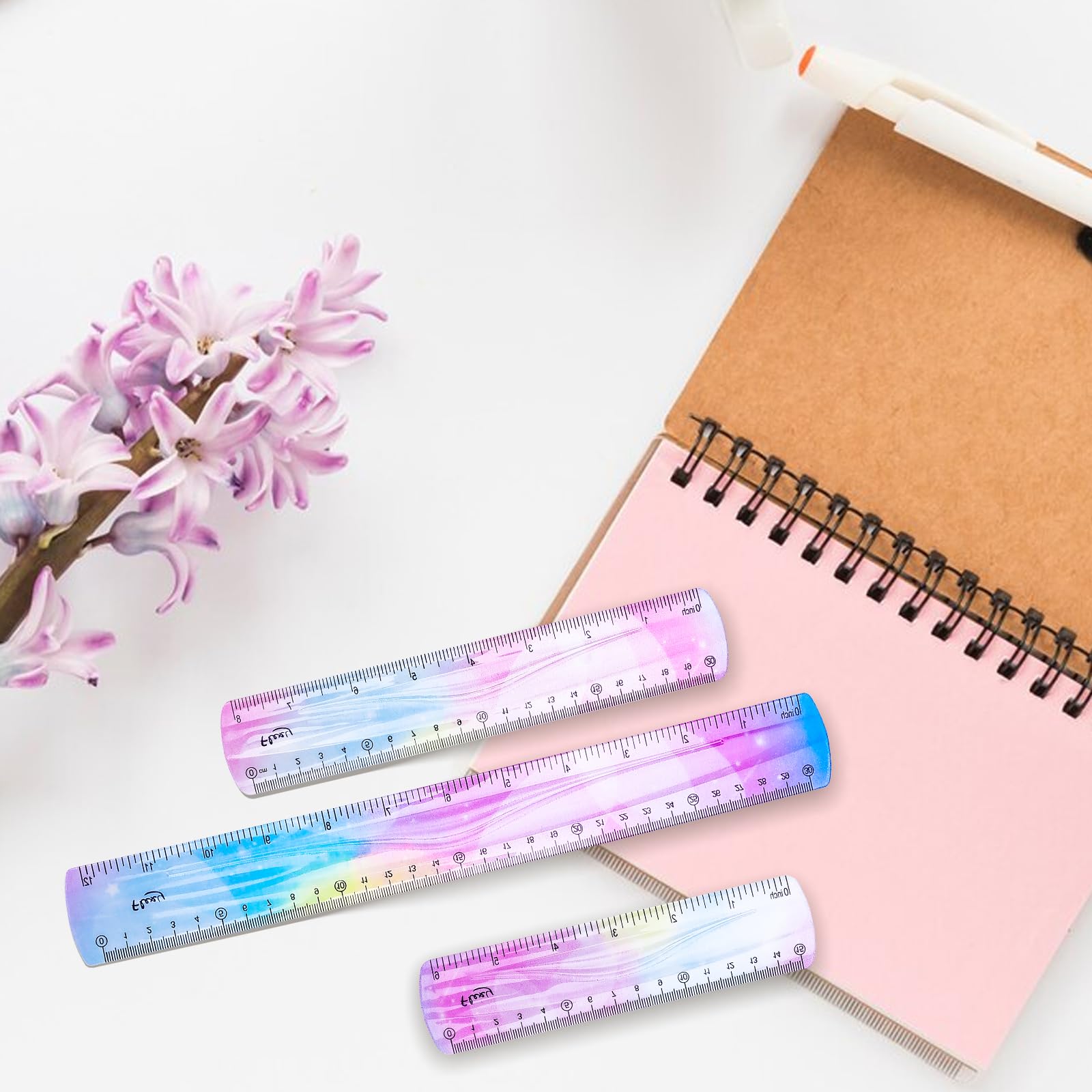 3 PCS Flexible Ruler 6/8/12inch Dual Scale Bendable Ruler Pastel Clear Straight Ruler Shatterproof Ruler for Kids Students School Office Stationary - Image 6