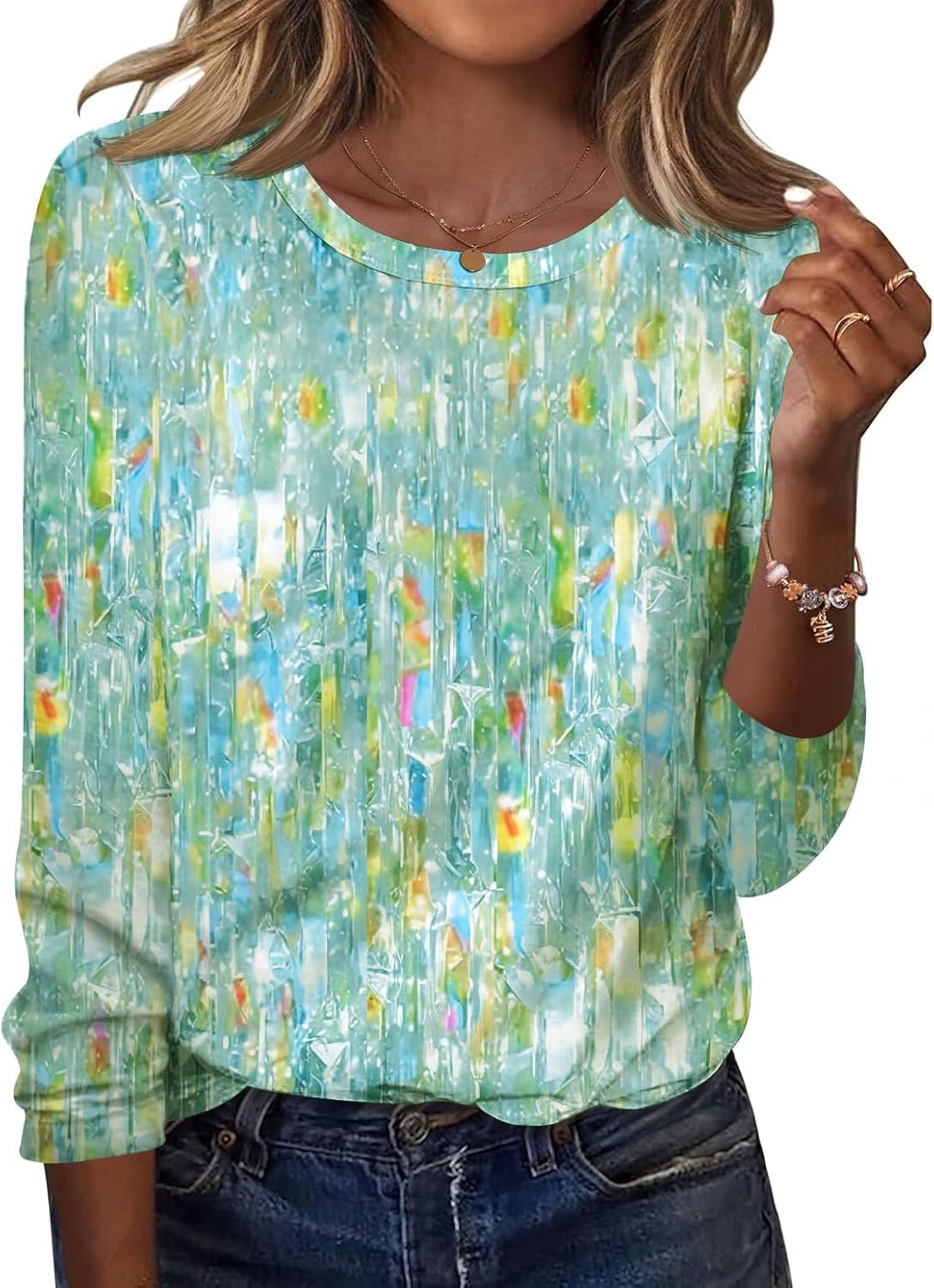 TCOT Women Long Sleeve Crew Neck Tee Tops Trendy Casual Dressy Blouses Fall Clothes Pullover Shirts