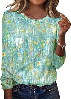 Women Long Sleeve Crew Neck Tee Tops Trendy Casual Dressy Blouses Fall Clothes Pullover Shirts