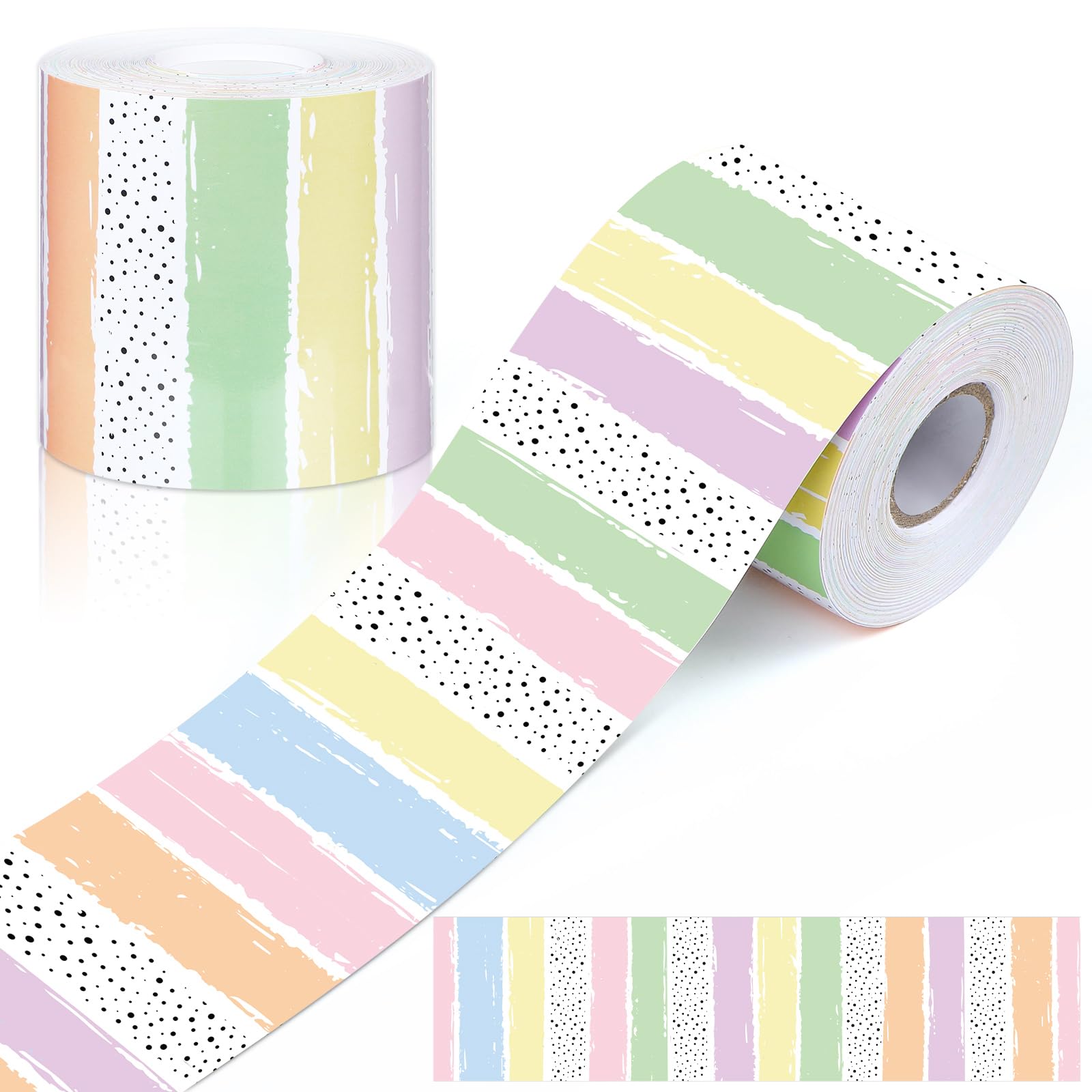 Zonon Classroom Bulletin Board Border Stripe 65 Ft,Pastel