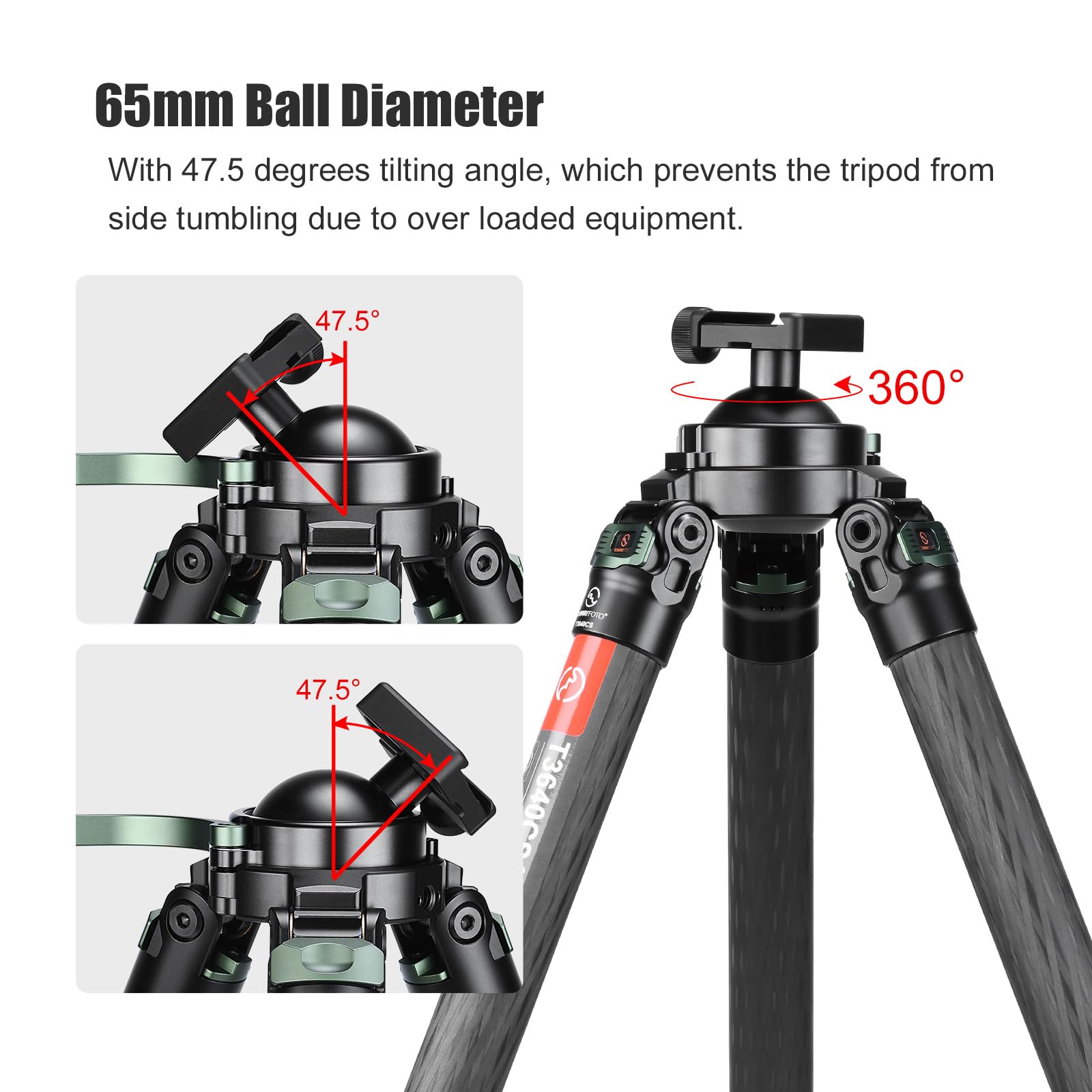 SUNWYAFOTO T3640CS Trépied de chasse, Accessoire Chasse pour Fusil de Tir en Fibre de Carbone