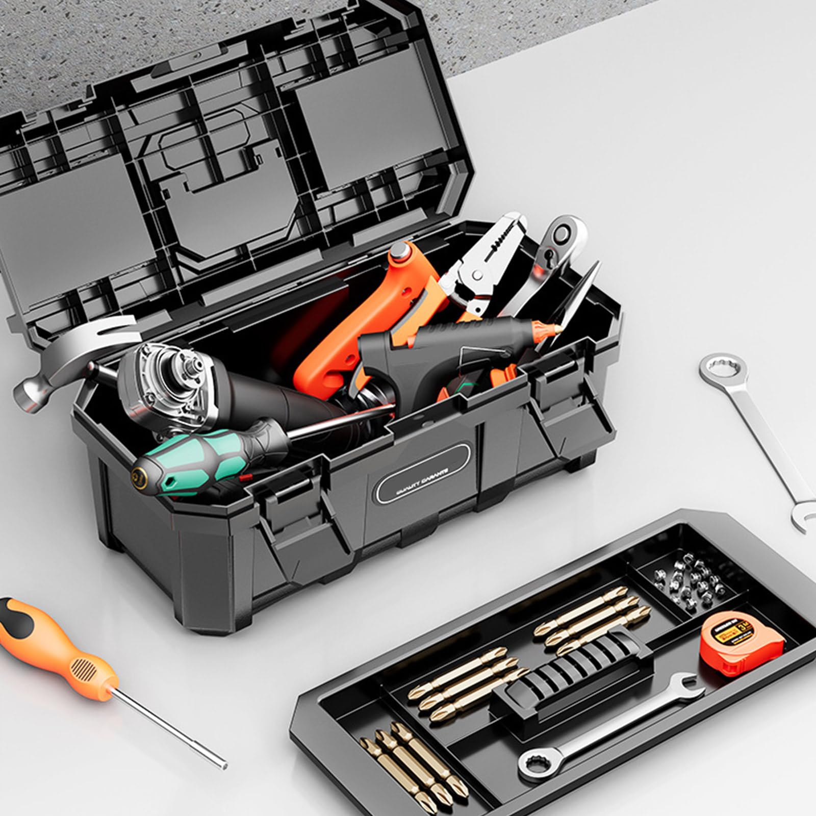 Caja de herramientas esencial con cerradura con mango ergonómico para reparación de aparejos de pesca