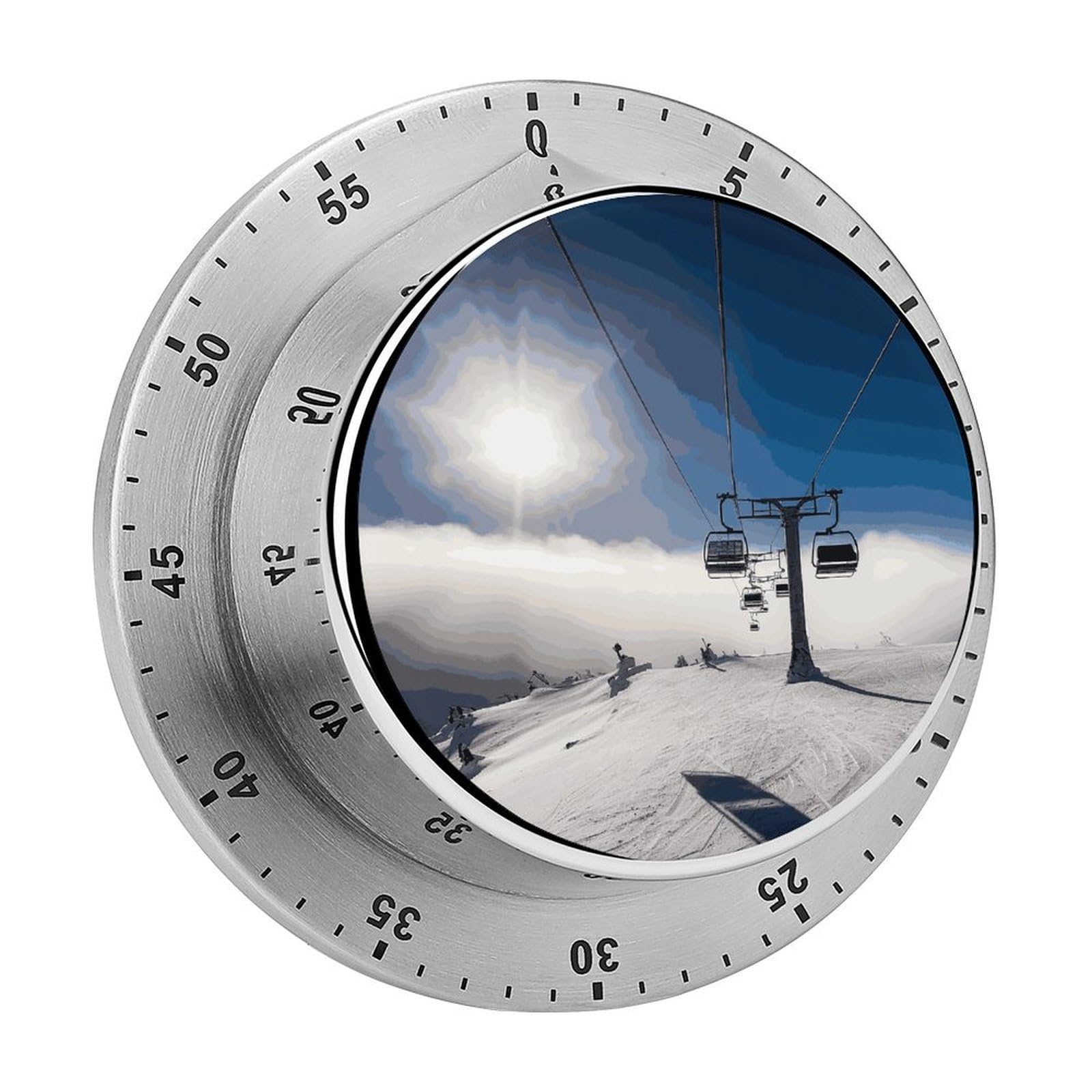 Adfgyerh Style Ski Lift At Sunshine Timer For Cooking, Kitchen Timer Magnetic No Batteries Required, Mechanical Timer With Loud Alarm, For Fitness Baking Exercise Oven