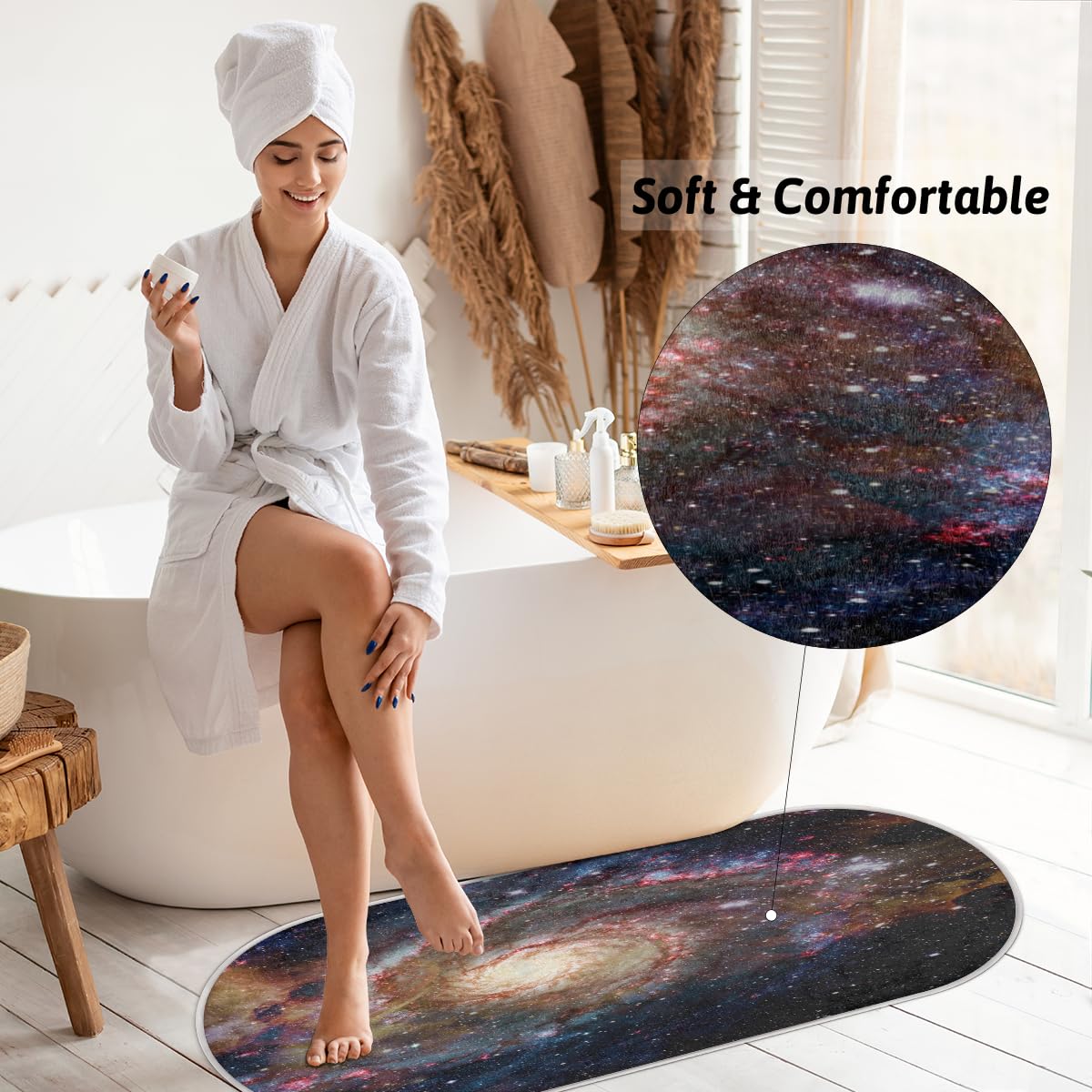 TropicalLife Cosmos galaktyka mgławica dywanik mata 50 x 120 cm, galaktyka długie włosy pogrubione dywaniki do pokoju kuchni domu łazienki wewnątrz antypoślizgowa mata podłogowa dywaniki