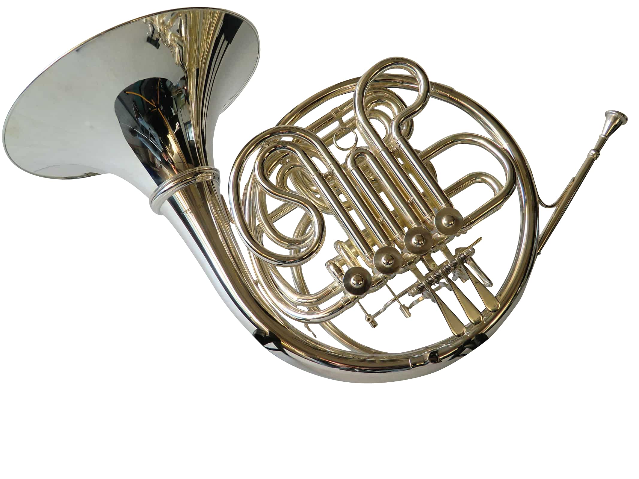 Waldhorn/Doppelhorn/French Horn in Bb/F, echt versilbert, inkl. Luxus-Hartschalenkoffer und Zubehör, Neu