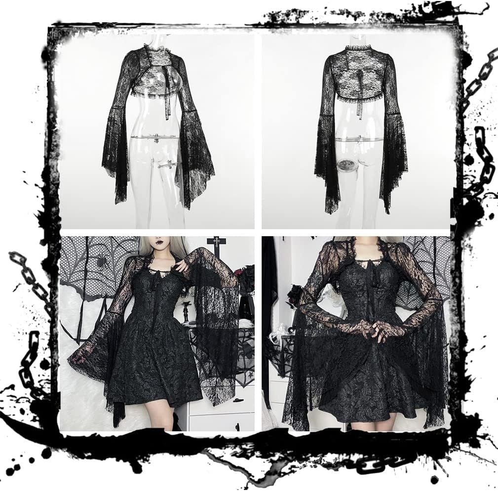 Goth Shrug Black Gothic Victorian Shrugs Crop Top For Women - Image 4