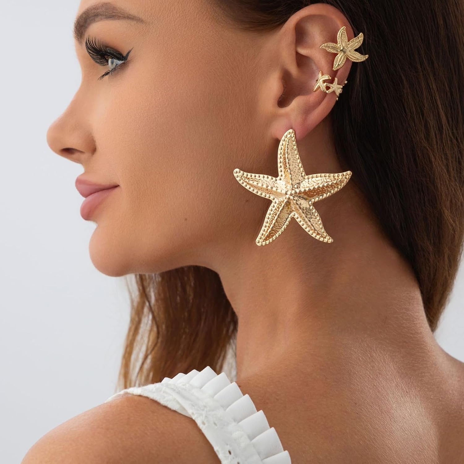 Starfish Earrings for Women Gold Pearl Starfish Tropical Stud Earrings Summer Beach Ocean Jewelry Vacation Outfits Gifts Beach Dress Summer Outfits for Women 2026 image 2