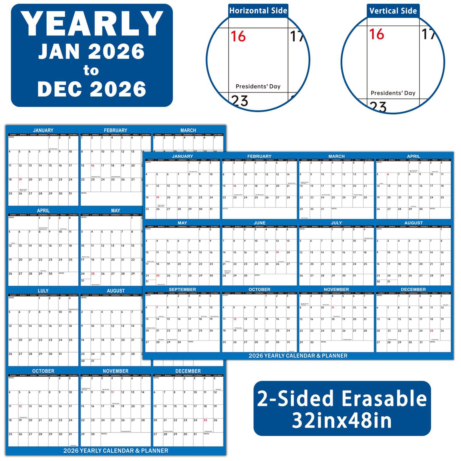 Calendario da Parete Planner 100ml Uzun Ömürlü Kar Eritme Solüsyonu | Calendario Annuale Di Grandi Dimensioni Per Camera Da Studio Dormitorio Soggiorno Appartamento Studenti Adulti