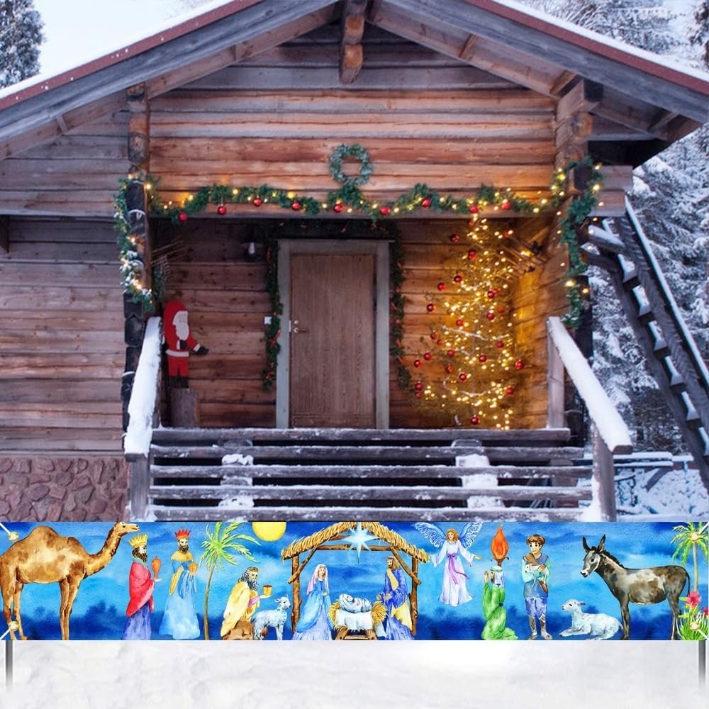 Merry Christmas Banners Christmas Decoration Banners, Christmas Party Decoration Backdrops, Garage Door Banners Decoration Hanging Flags Xmas Porch Sign Decorations