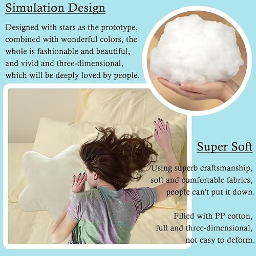 Miniatura 3 de zhidiloveyou Almohada de estrella de felpa blanca, almohada en forma de estrella de peluche lindo juguete para niños 15.7 pulgadas