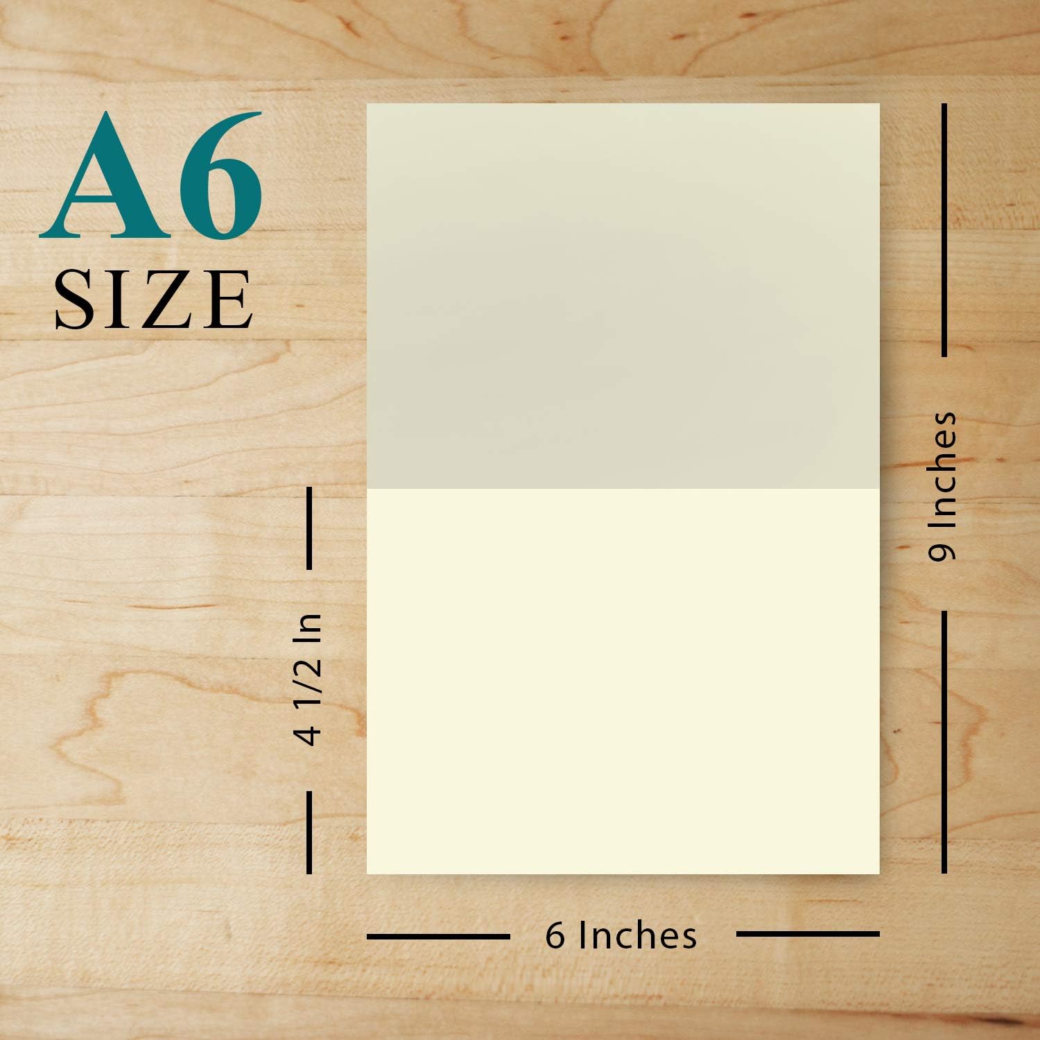 A6 Blank Cream Folding Greeting Cards | 4.5 x 6 Inches (When Folded) | Durable and Thick 80lb (216gsm) Card Stock | 50 Cards and Envelopes per Pack