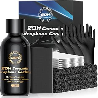 DRONAR 20H Graphene Ceramic Coating for Cars (70ml) - 10+ Year Protection, Hydrophobic, Scratch & UV Resistant, Pro Detailing Kit
