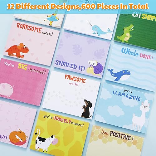 Miniatura 10 de Gueevin 12 blocs de notas adhesivas para profesores, 600 hojas de notas adhesivas de 3 x 4 pulgadas, notas adhesivas para apreciación del profesor,