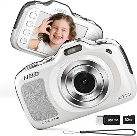 NBD Câmeras digitais de 64 MP para fotografia, câmera de ponto e disparo 4K, câmeras compactas de viagem com zoom de 16X, câmera de foco automático para iniciantes, adolescentes, crianças e amantes