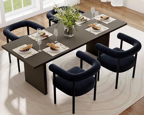 Miniatura 20 de Juego de 2 sillas de comedor de barril modernas de mediados de siglo, sillas tapizadas de cocina y comedor con brazos, sillas decorativas de piel