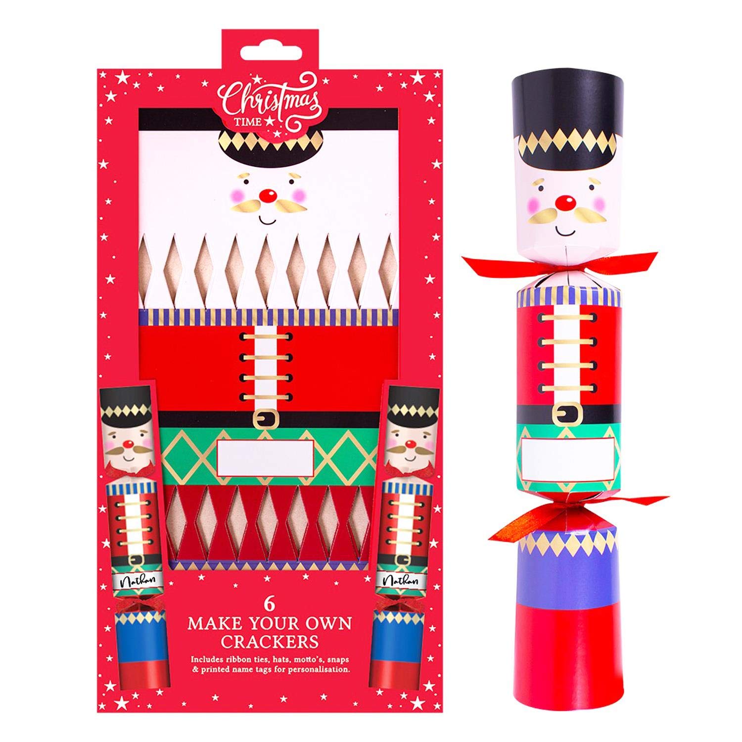 Yöl Pack Of 6 6 X Make Your Own Christmas Crackers Nutcracker Diy Kit Empty Party Craft