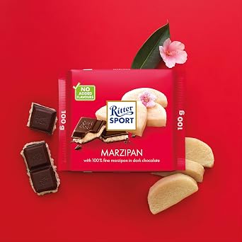 Ritter Sport Dark Chocolate with Marzipan 100g (Pack of 12)