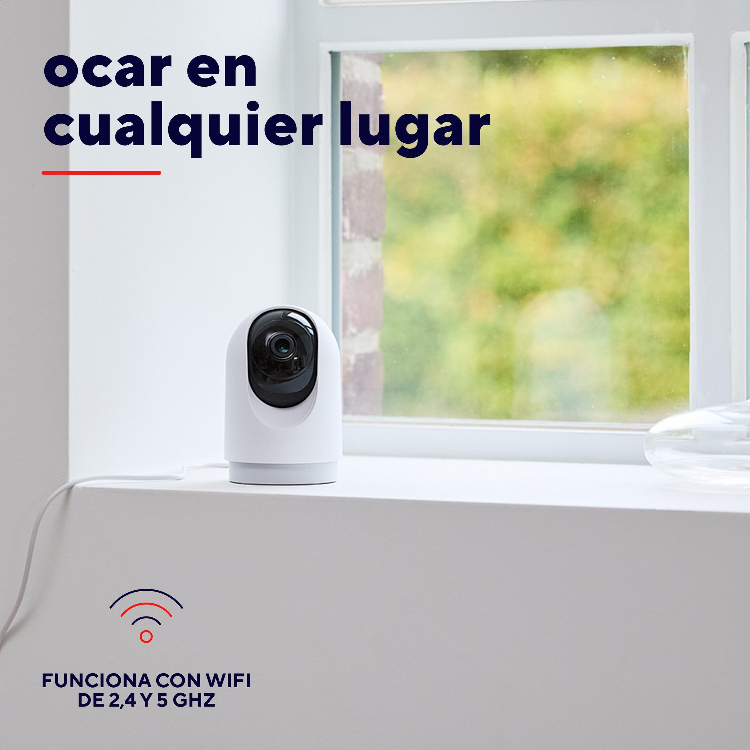 Trust IPCAM-2700 Cámara Vigilancia WiFi Interior, Camara 360° con Visión Nocturna, Sirena y Micrófono Incorporados, Detección de Personas, Cámara con App, Videovigilancia, Blanco