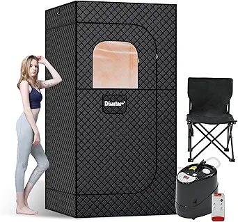 Sauna Box - Portable Sauna for Home with Upgraded 3L 1500W Steamer, Folding Chair and Non-Slip Mat for Relaxation Spa, 5-Layer Waterproof and Insulated Steam Tent, 3x3x6ft, Larger