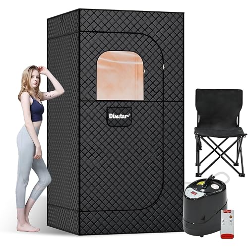 Sauna Box - Portable Sauna for Home with Upgraded 3L 1500W Steamer, Folding Chair and Non-Slip Mat for Relaxation Spa, 5-Layer Waterproof & Insulated Steam Saunas Tent, 3 * 3 * 6ft, Larger (Black)