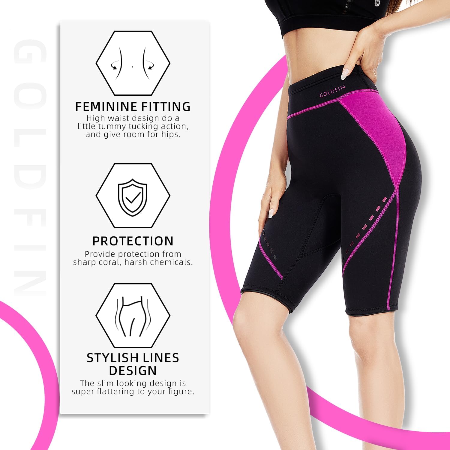 GoldFin Wetsuit Shorts for Women, 2mm Neoprene Short Wetsuit for Water Sports Surfing Diving Swimming Kayaking - Image 2