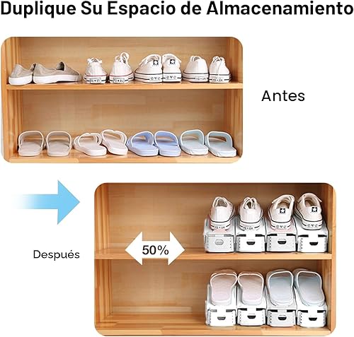 Miniatura 2 de AQUAPRO organizadores apilables de zapatos, ajustables, ahorran espacio, zapatero con soporte doble para organización del armario, 20
