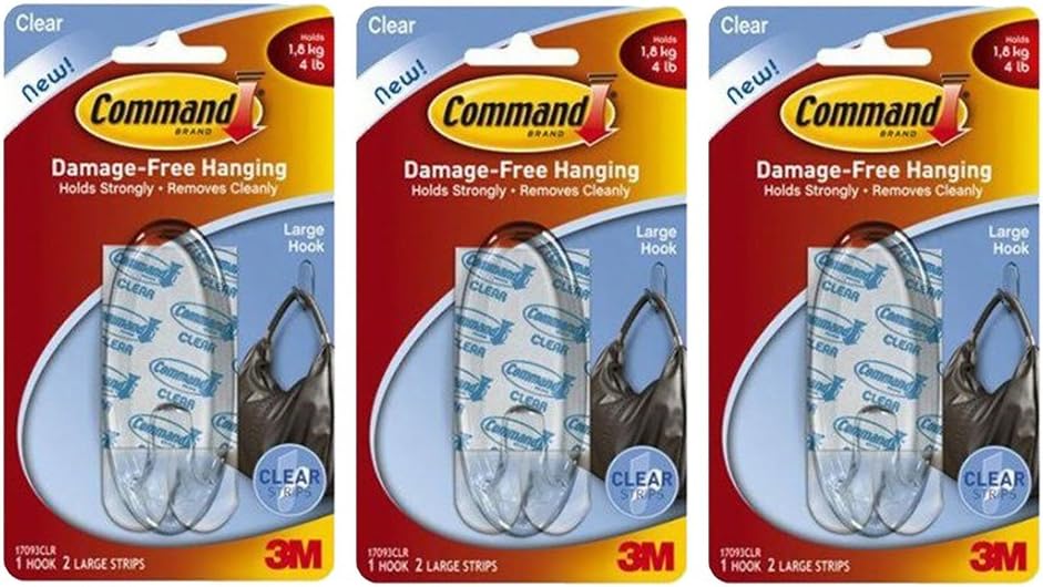 Command Hook - Large - Clear - (3 Pack)