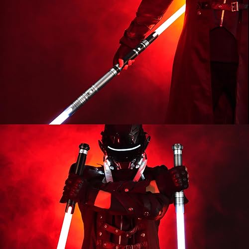 Miniatura 7 de DAMIENSABER Paquete de 2 sables de luz de 4 fuentes de sonido, sables de luz de duelo pesado RGB, 12 colores cambiantes para adultos, sable de luz