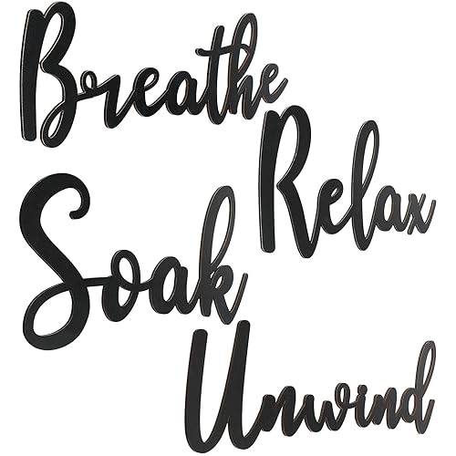 Jetec 4 Pcs Black Bathroom Wall Decor Wooden Bathroom Sign