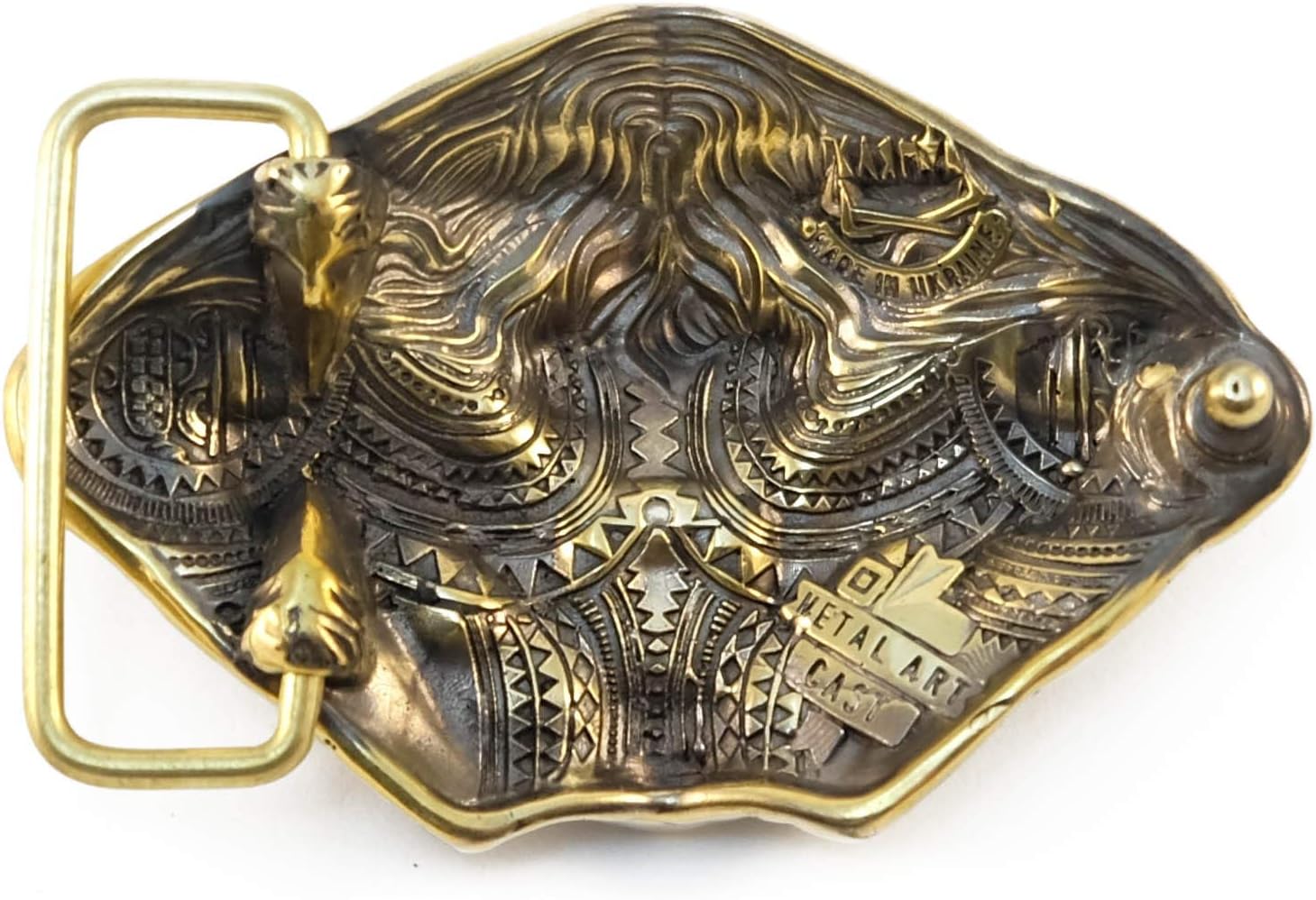 Belt buckle Angry Tiger, Handmade wild cat predator solid brass belt buckle