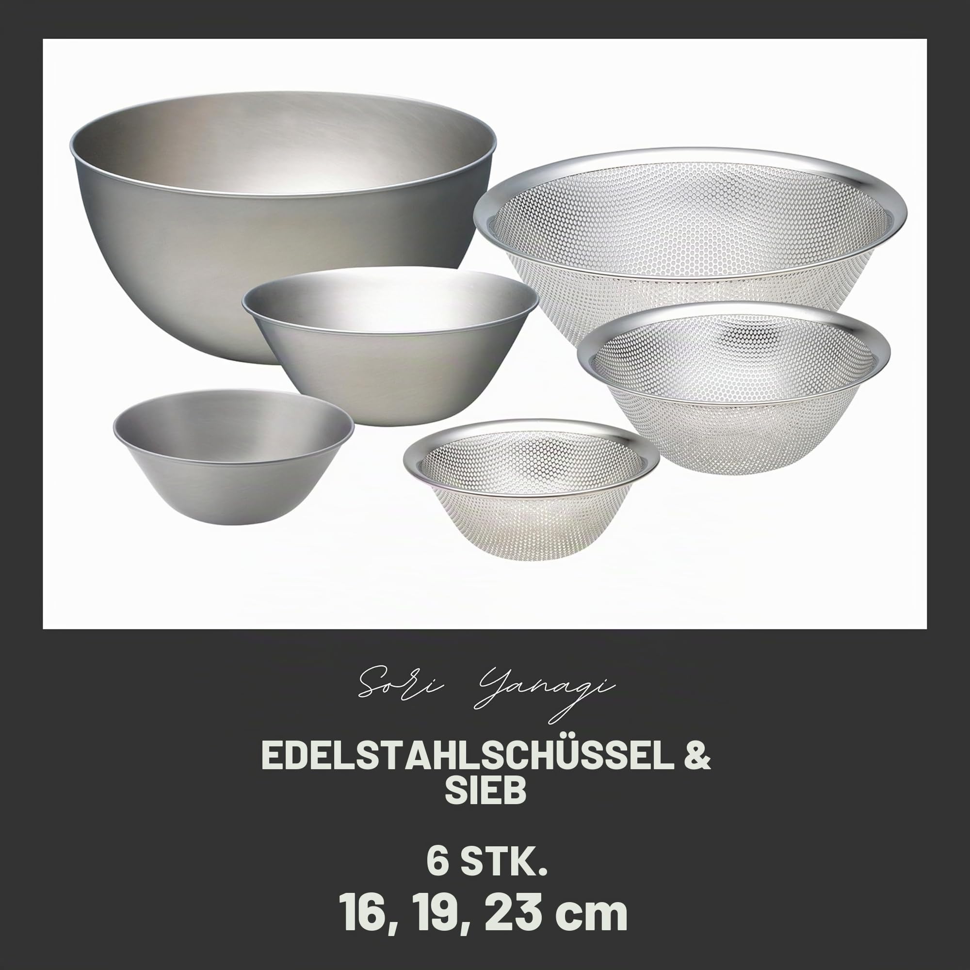 Sori Yanagi stainless ball and punching strainer (16.19.23) 6pcs (japan import)
