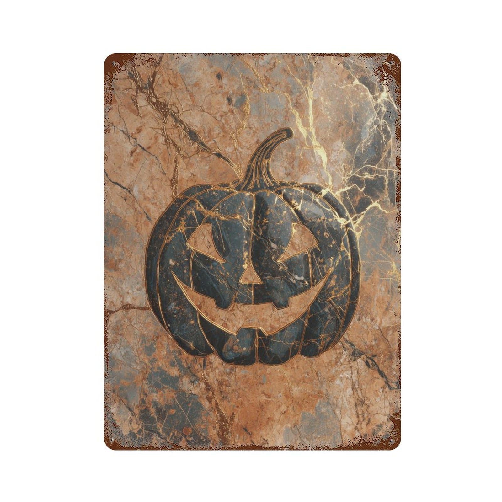 Halloween Pumpkin Wall Art 15.7"x11.8" Aged Metal Wall Plaque, Vintage Wall Decor for Bistro, Counter And Cafe Decor