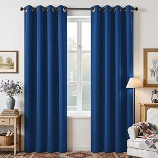 Joydeco Blackout Curtains 84 Inch Length 2 Panels Set, Thermal Insulated Long Curtains& Drapes 2 Burg, Room Darkening Grommet Drapess for Living Room Bedroom Window (W52 x L84 Inch, Royal Blue)