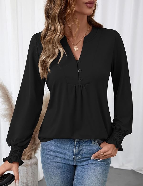 Ivicoer Long Sleeve Shirts for Women Button Down Shirts Womens Tops Fall 2025 Tunics or Tops to Wear with Leggings Spring Outfits M Black by Ivicoer - Used condition - Image 7