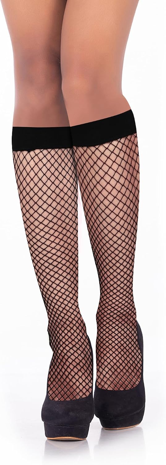 Benefeet Sox Lace Fishnet Knee High Socks Women Girls Ruffle Mesh Knee Highs Lolita Socks Fishnet Stockings