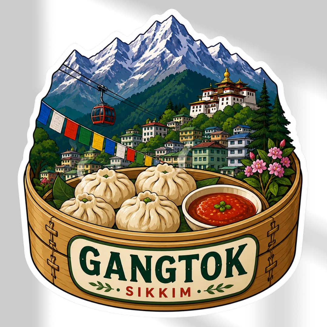Gangtok Fridge Magnet | Premium Full Magnet Backing | Sikkim Souvenir - Wandertag (Size: 3 Inch X 3 Inch)-image-9