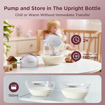 Wearable Breast Pump: Hands-Free Wireless Pump with App Control, 4 Modes & 12 Levels, BPA-Free 150ml Collector, Memory Function, 2-Pack Portable Breastfeeding Pump, Rose Gold