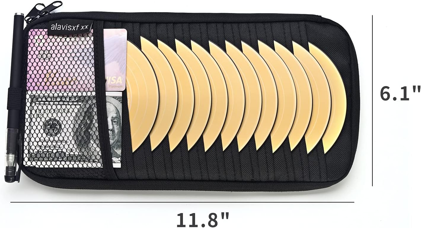 alavisxf xx Car CD Holder, DVD Vehicle Visor Storage Orangizer, Large Capacity CD Visor Case with 12 Sleeves, 1 Mesh Pocket, 1 Pen Holder, 1 Back Inner Pocket (Black) : Automotive