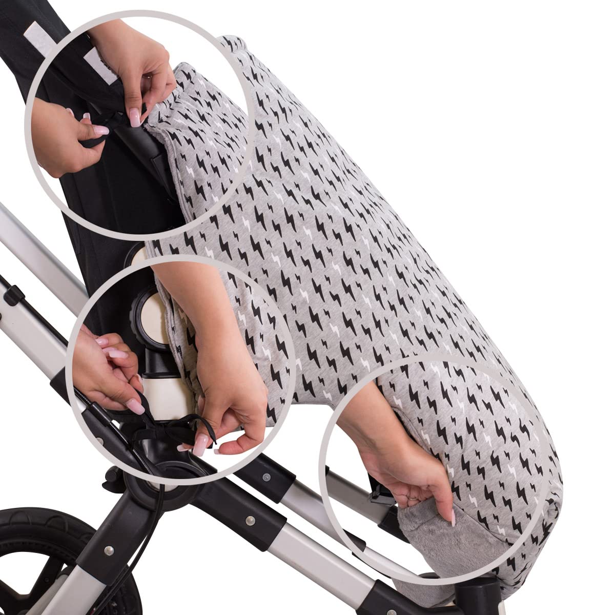 JYOKO Kids Saco Cubrepiés de Invierno Compatible con Portabebés, Sillas de Coche y Cochecitos de Paseo | Polar Teddy Extra Suave | Hecho en España (Black Rayo, Polar Teddy - 80 Cm)