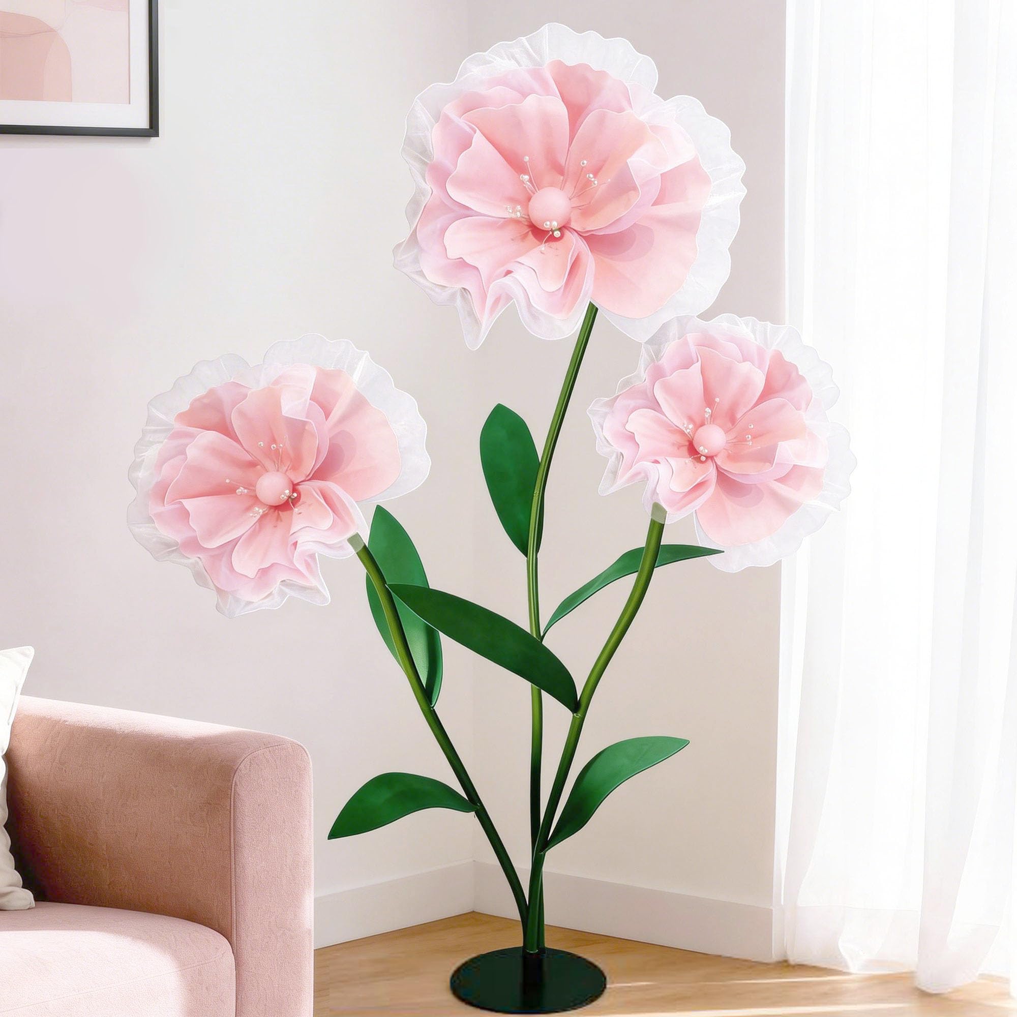 Photo 1 of ZKALPAA 5.9FT Large Pink Artificial Flower w/ Stand