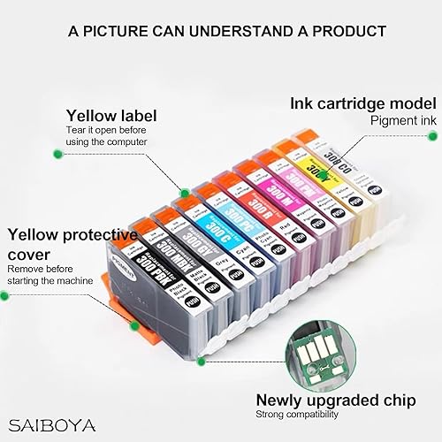 Miniatura 3 de Cartuchos de tinta PFI-300 PFI300 remanufacturados PFI 300 de alto rendimiento extra para cartuchos de tinta de impresora ImagePROGRAF PRO-300