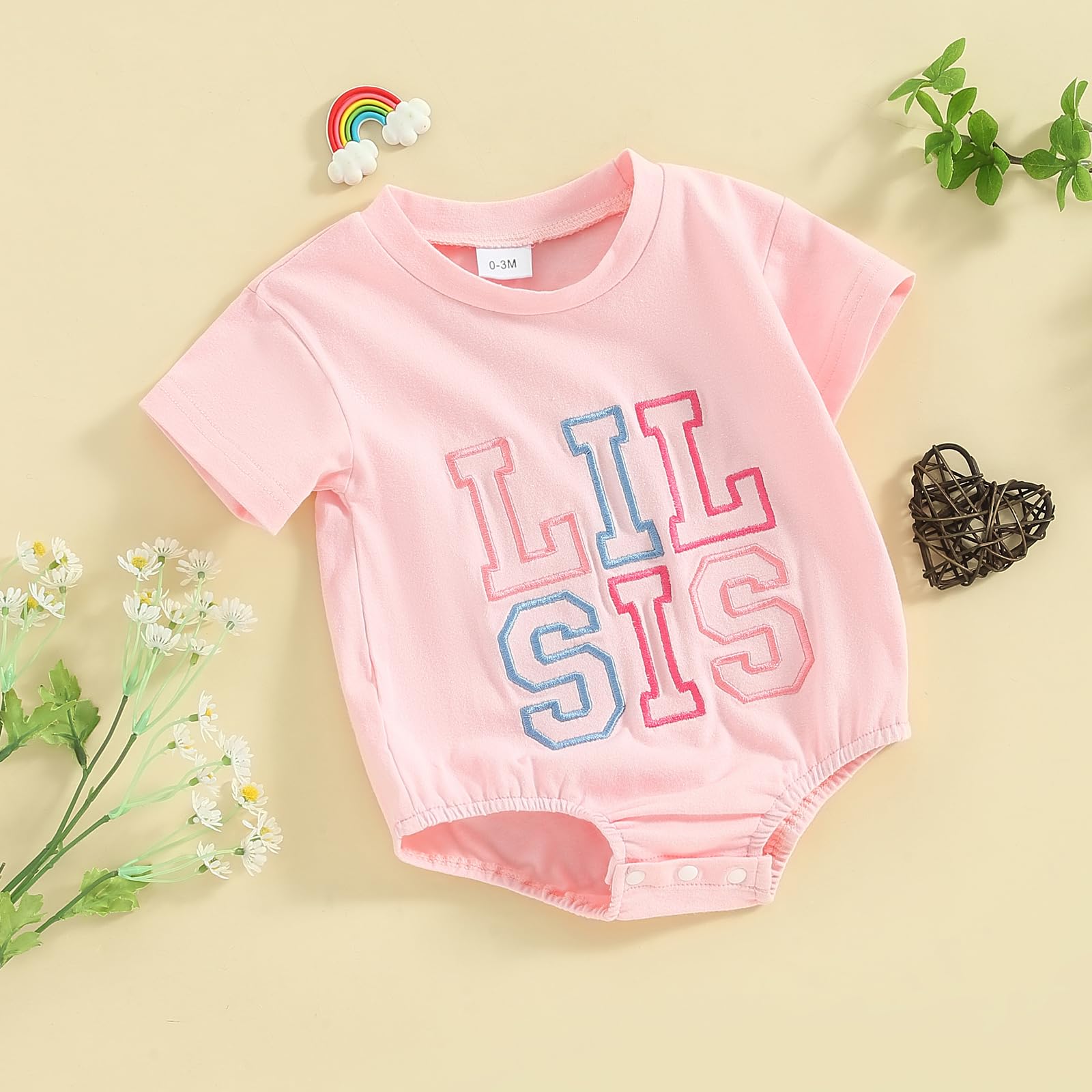 Cevoerf Infant Baby Girl Summer Clothes Big Sister Little Sister Matching Outfit Little Sister Newborn Outfit