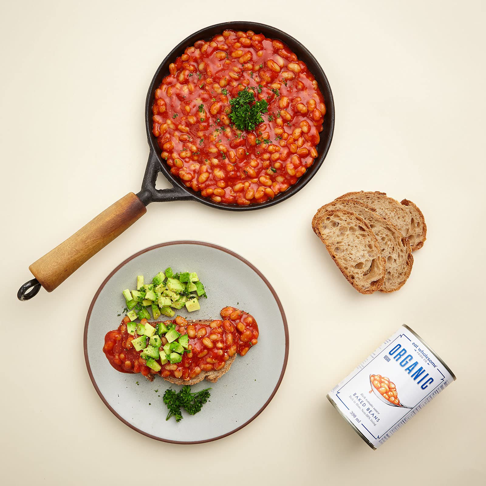 Eat Wholesome Frijoles Horneados Orgánicos 400g Paquete de 12 Salsa de Tomate Bajo en Grasa Vegano
