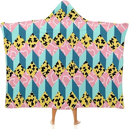 Tiger Blue Striped Hooded Blanket Soft Warm Throw Blanket Wearable Robe Cloak Cape