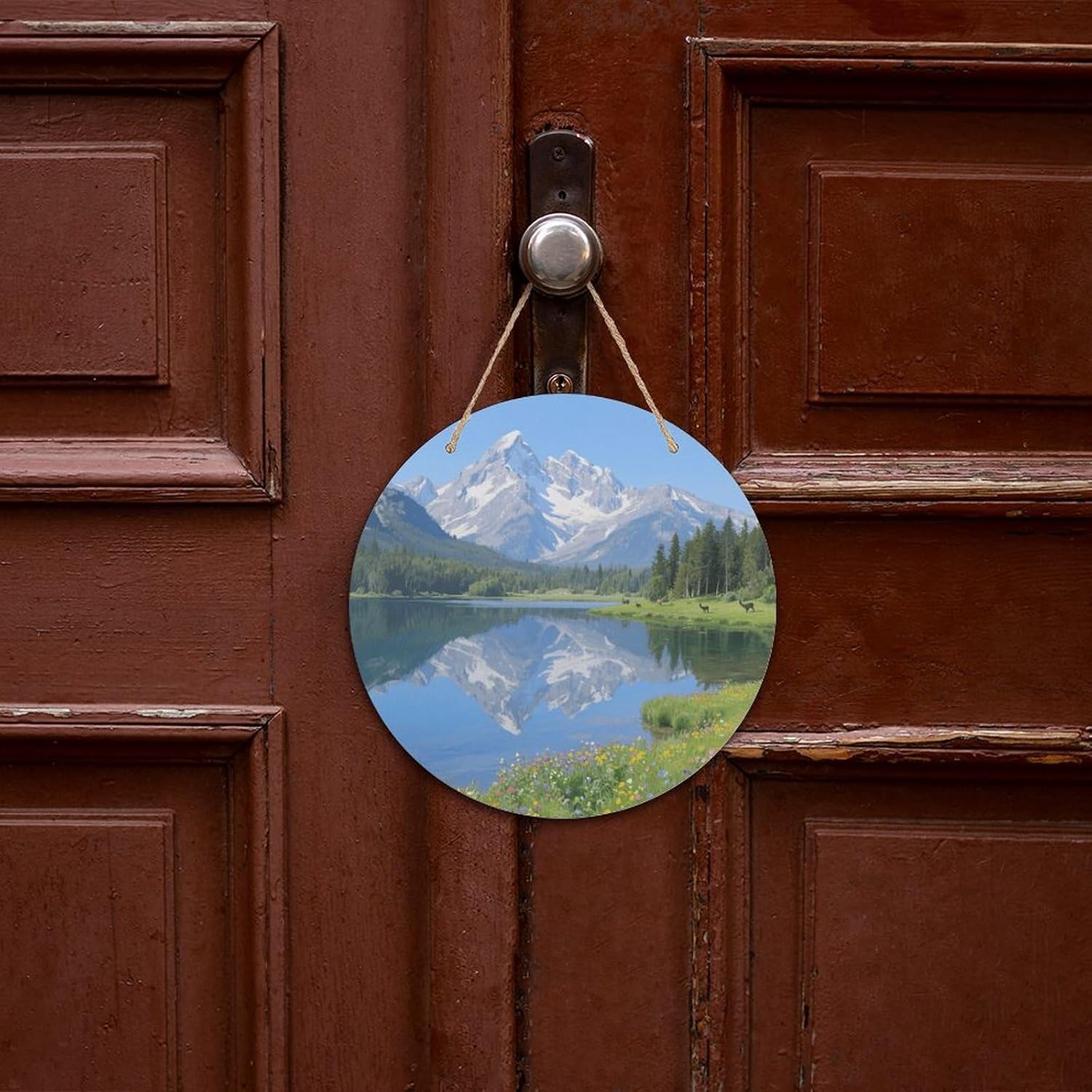 Snow-Capped Mountains and Lakes Painting Wood Painting
