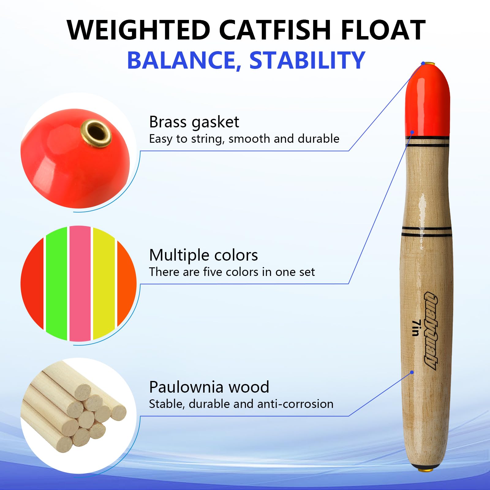 QualyQualy Lighted Fishing Floats for Catfish, 3-5PCS Fishing Pole Floats Glow in Dark Fishing Bobber with Glow Sticks for Freshwater Saltwater