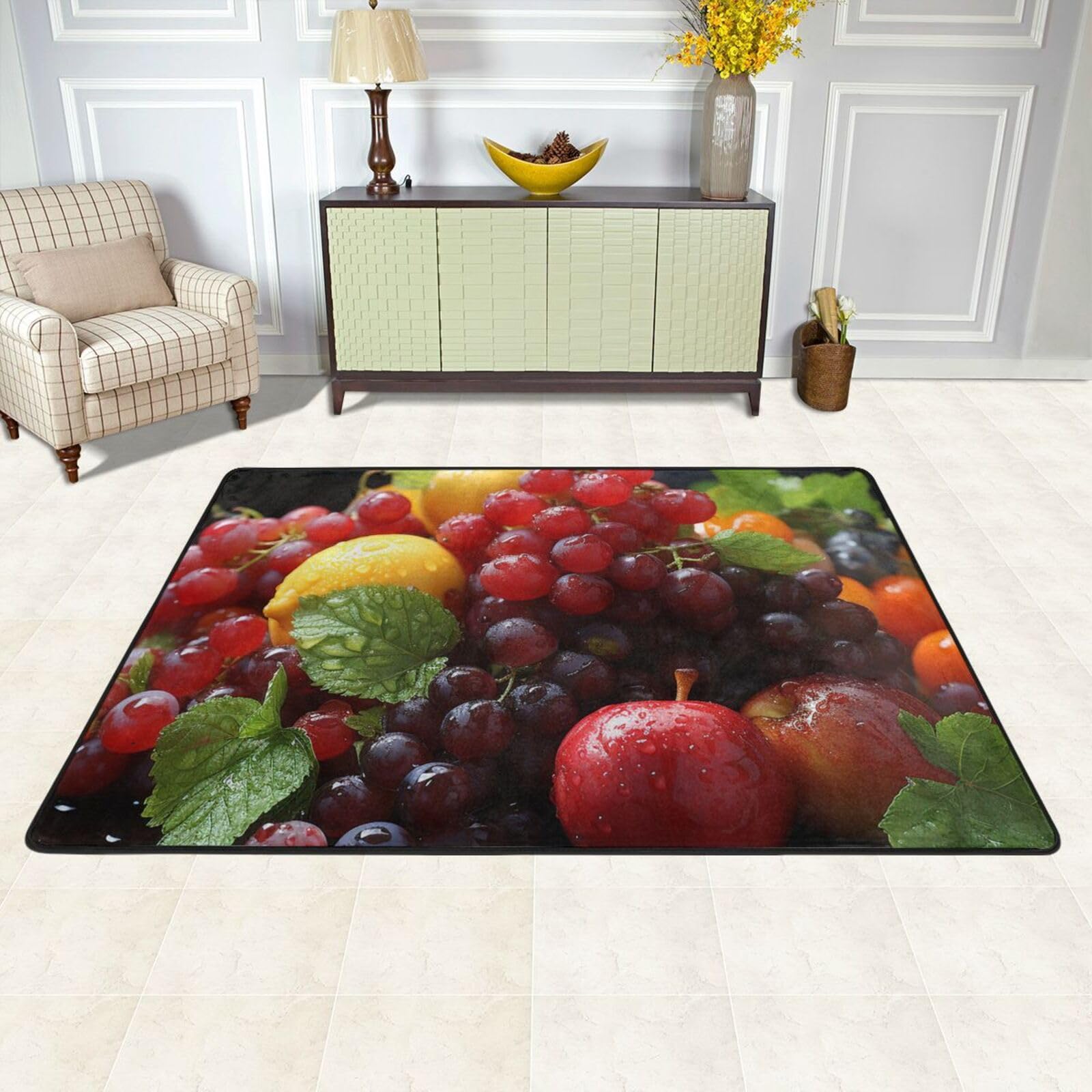 Tapis de sol antidérapant cuisine et chambre lavable 91,4 x 61 cm motif fruits