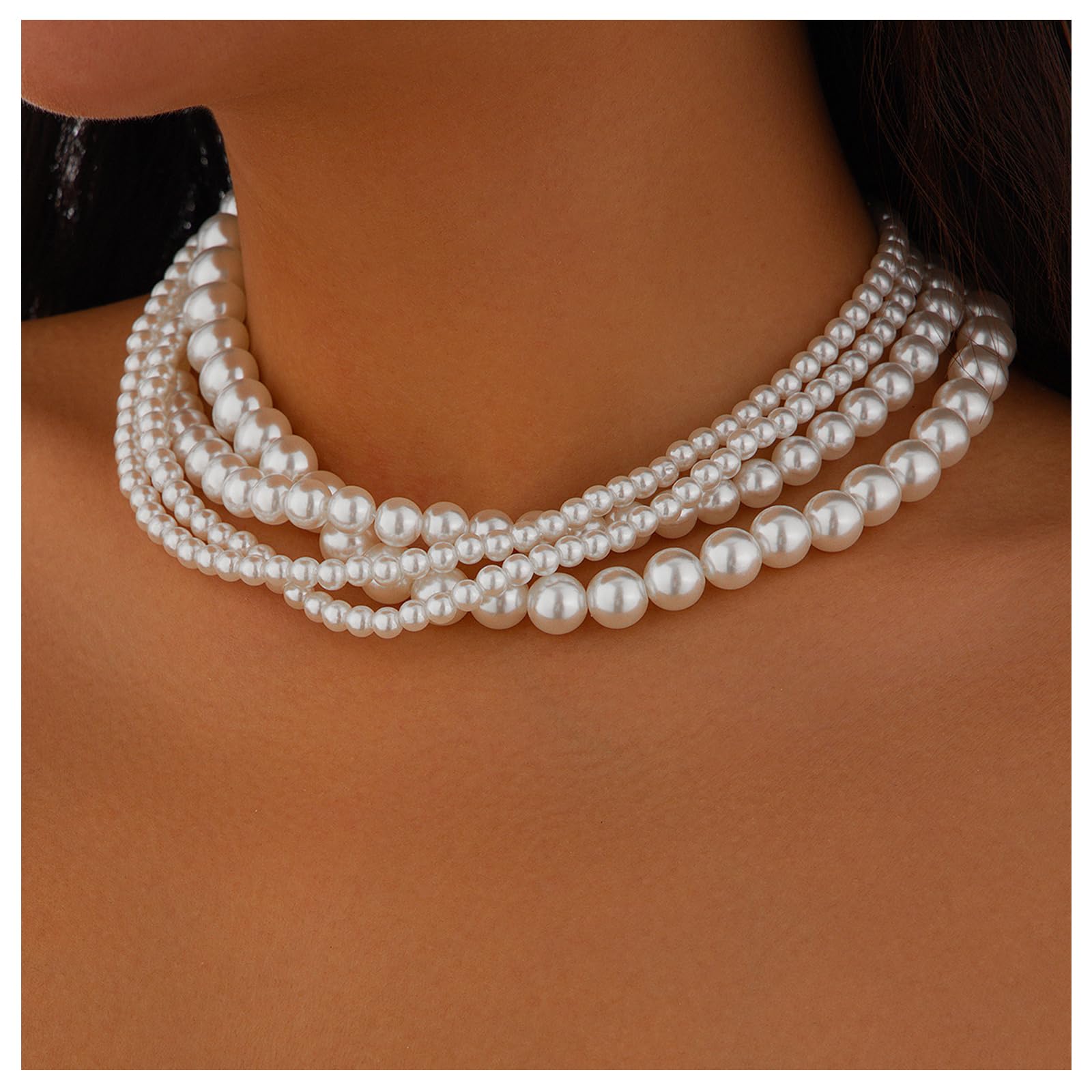 Semplice collana girocollo di perle, collana estiva con perline da spiaggia per il corpo gioielli bikini perla velluto corda ciondolo farfalla collana catena clavicola per donne (argento)